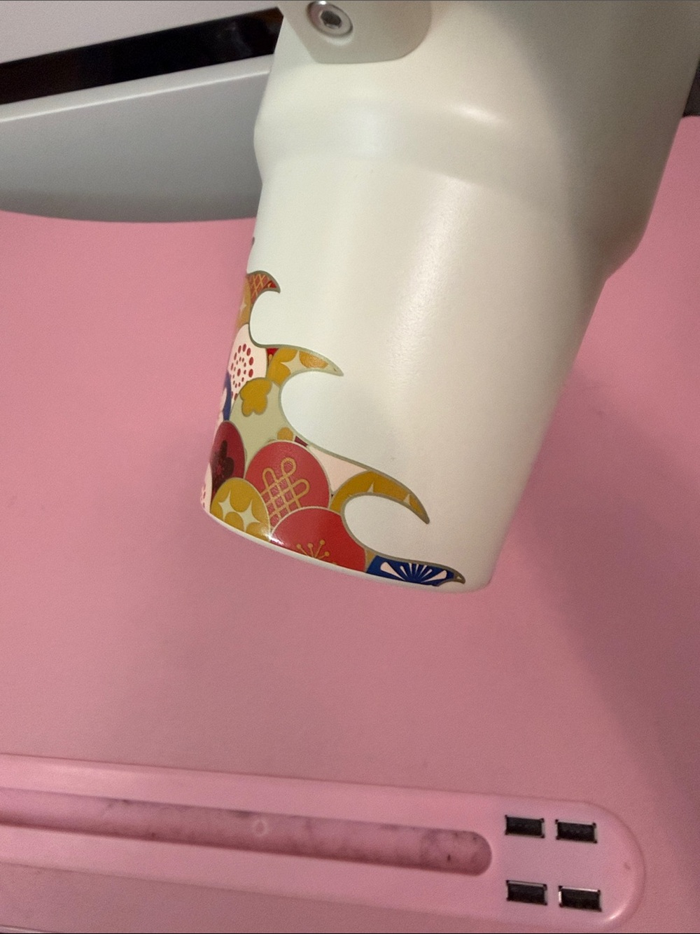 Stanley Dragon Cream Tumbler with Red Multi-Color Decorative Base - Picture 3 of 8